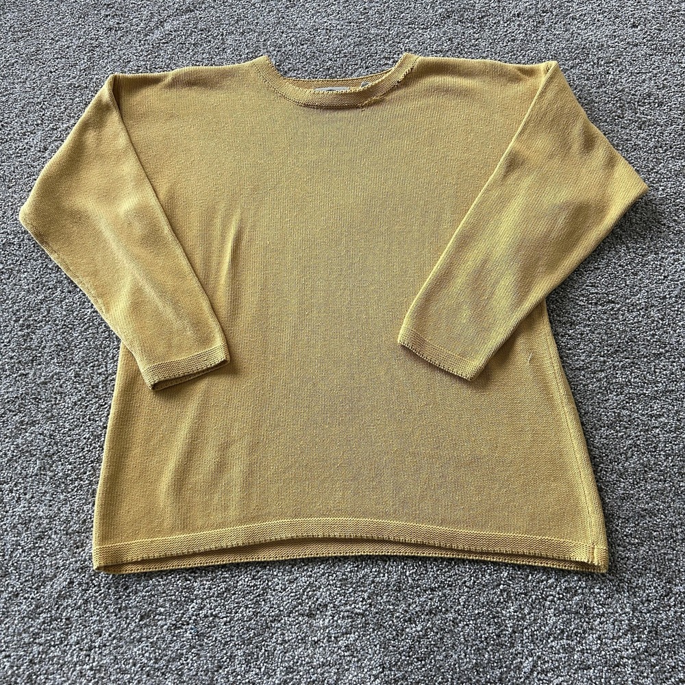 Vintage Chaus Sport Sweater Womens Small Yellow Crew Neck Tight-Knit Pullover